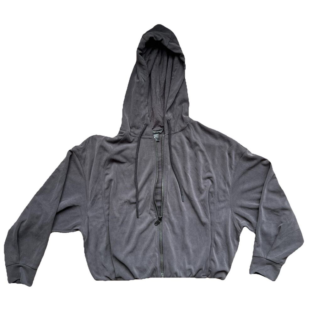 Athleta Seasoft Full Zip Hoodie - Womens Size Large - Charcoal Grey Elastic SOFT